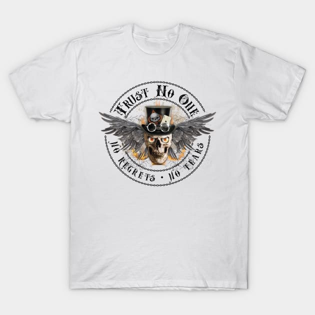 Burning Spade Skull Trust T-Shirt by TAS Illustrations and More